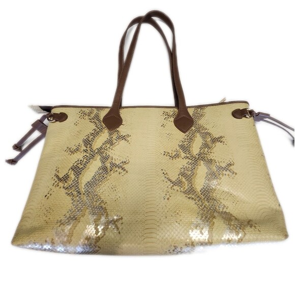 Simply Southern Faux Snakeskin Leather Tote Bag Shoulder Bag 18"x10"x6" - Picture 2 of 6